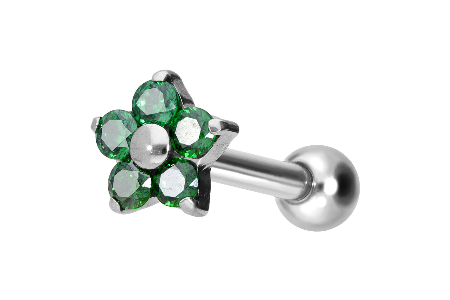 Titan Ohrpiercing mit Innengewinde KRISTALLBLUME